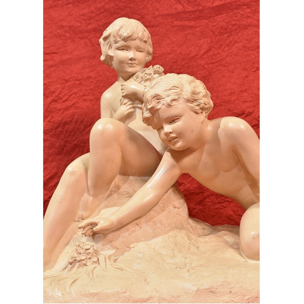 6 STTE70 art deco sculpture antique statues children terracotta cipriani XX century.jpg